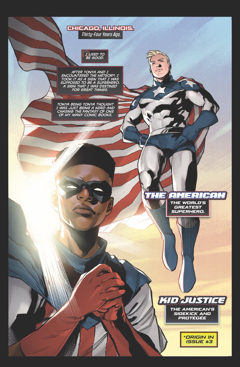 godhoodcomics's tweet photo. In issue #7 of The Antagonists, we find out that “The American” isn’t another Homelander or evil Superman. We find him to be a true Patriot wanting to unite people of many backgrounds. Hoping to push the country forward through community and acts of service. https://t.co/yndN1QP5GQ