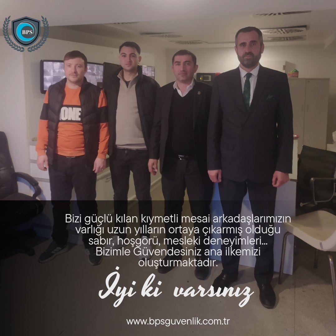 bpsguvenlik34's tweet photo. Bizi güçlü kılan kıymetli mesai arkadaşlarımızın varlığı uzun yılların ortaya çıkarmış olduğu sabır, hoşgörü, mesleki deneyimleri...Bizimle Güvendesiniz ana ilkemiz'i oluşturmaktadır.

İyi'ki varsınız...

#BpsGüvenlik #Bizimlegüvendesiniz https://t.co/oaqFvwxVcN