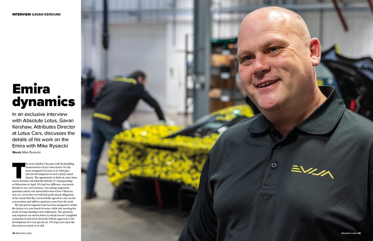 Absolute Lotus magazine (@absolutelotus_) on Twitter photo In Issue 41, Gavan Kershaw takes us behind the scenes of the Lotus Emira's development. He offers insights into how its dynamic attributes were developed and how they reached the decisions they did.
It's in the shops now, or available with free p&p here – performancepublishing.co.uk/octobernovembe… In Issue 41, Gavan Kershaw takes us behind the scenes of the Lotus Emira's development. He offers insights into how its dynamic attributes were developed and how they reached the decisions they did.
It's in the shops now, or available with free p&p here – performancepublishing.co.uk/octobernovembe…