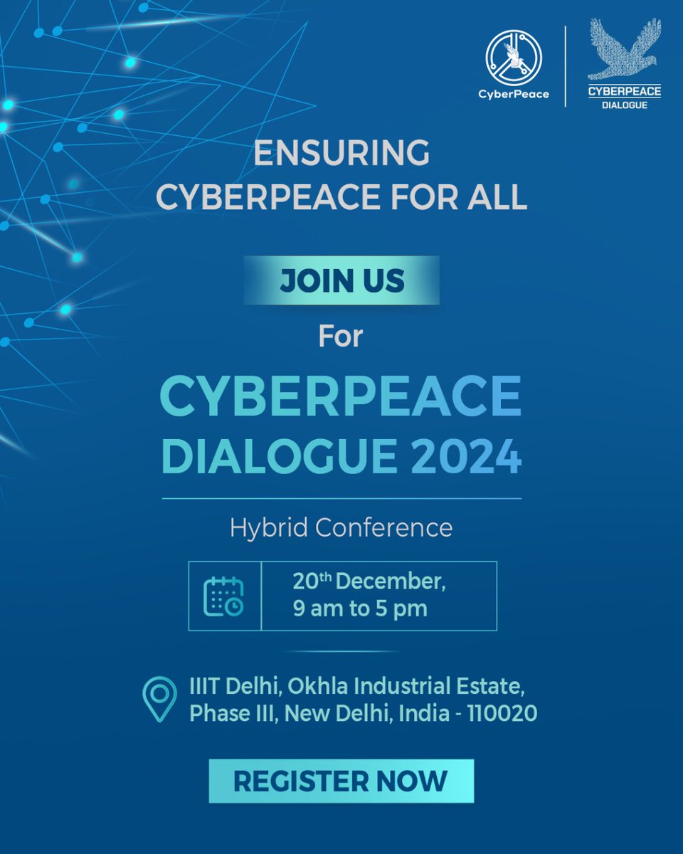 cyberpeacengo's tweet photo. Listen to global experts, policymakers, industry leaders, and academics tackle the pressing challenges of trust and safety in the digital age 🌐
#CyberPeaceDialogue 2024 will delve into the latest innovations, strategies, and collaborative efforts to build a safer, more resilient cyberspace for all ✨
Register and be a part of it from the comfort of your home.
📢 Register now 👉 https://t.co/xfr8L2TYze
#CyberPeace☮️ #CyberSecurity #OnlineSafety #Events #CyberPolicy #CyberDiplomacy