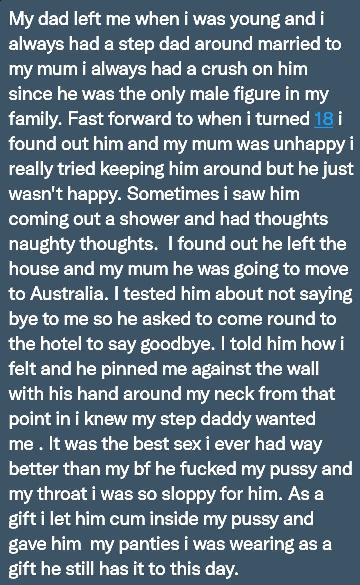 PerConfessions's tweet photo. She Fucked Her Stepdad Goodbye https://t.co/8gYEzZS2UP