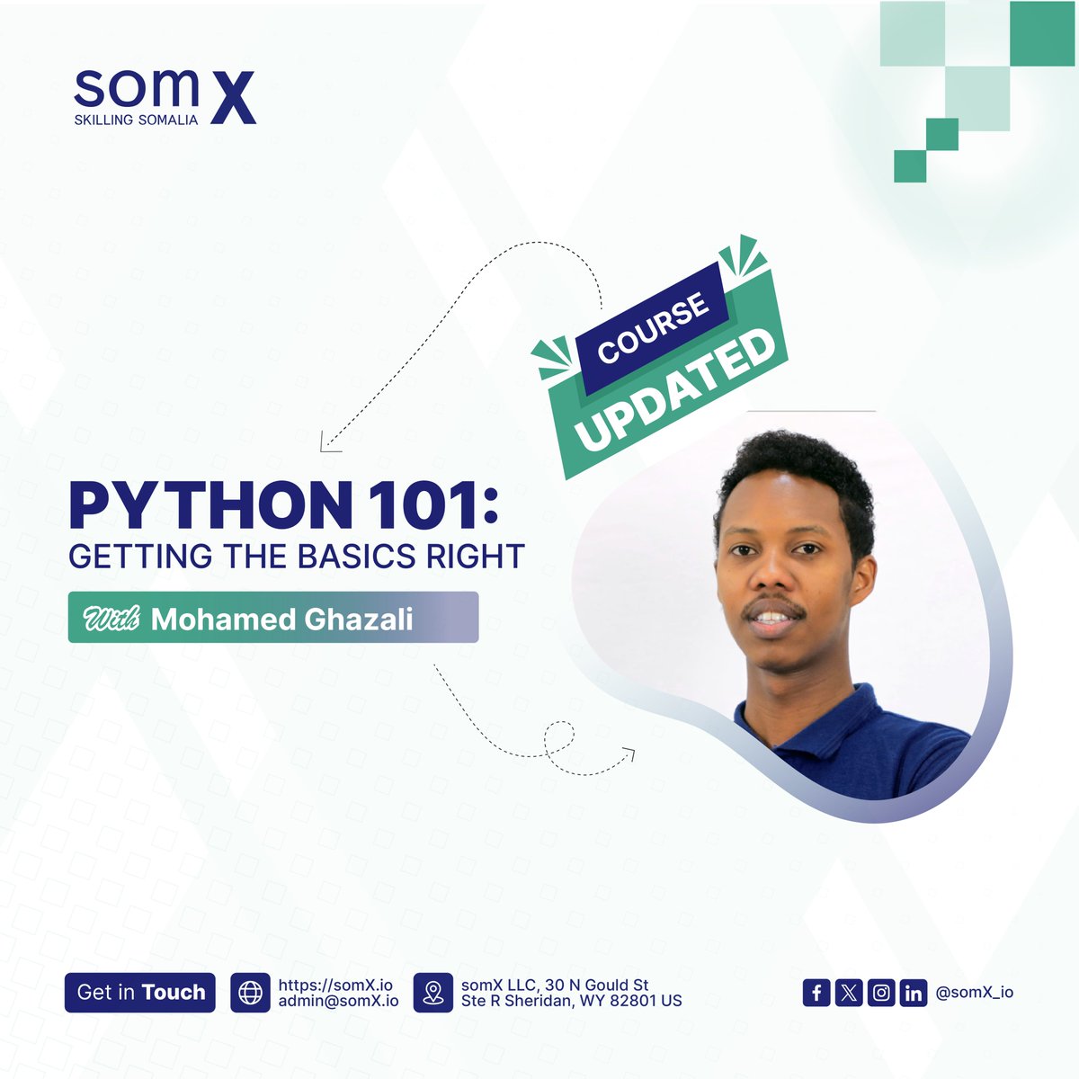 #CourseUpdate We’ve added 2 new workshops to the Python 101 course! Learn how to build Smart GPT &amp; Gemini Chatbots using OpenAI &amp; Google APIs. Haven’t registered yet? Join now and embrace the AI era! bit.ly/Python-101-SomX
#somX is committed to enhancing course quality.
