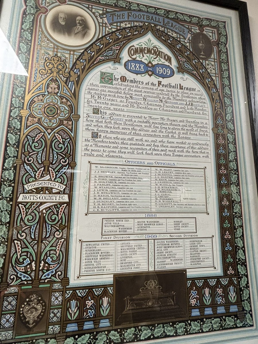 Having a look round at Notts County, how cool is this?

Presented to the club as one of the Founder Members of the Football League in 1888