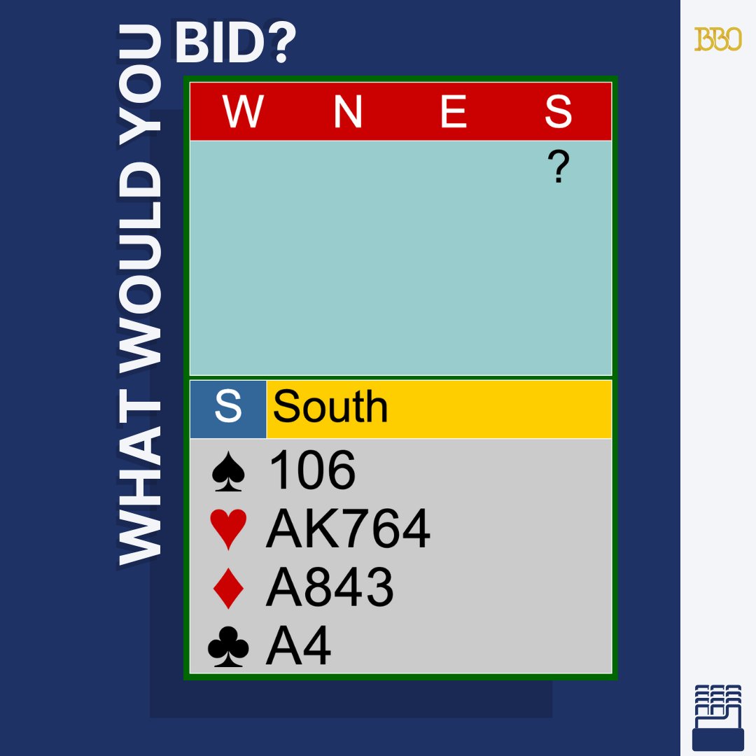 BridgeBase's tweet photo. Matchpoints scoring, do you bid 1❤️ or 1NT with this hand?
#bridgebidding #weeklyquiz #matchpoints #bridgestrategy https://t.co/QeD83eOkhC