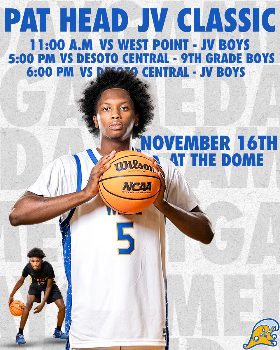 𝐏𝐀𝐓 𝐇𝐄𝐀𝐃 🌊 

🆚West Point 
🆚Desoto Central
⏰11:00 A.M/5:00 P.M/6:00 P.M
📍Tupelo High School

#FLOODWARNING | #LGW