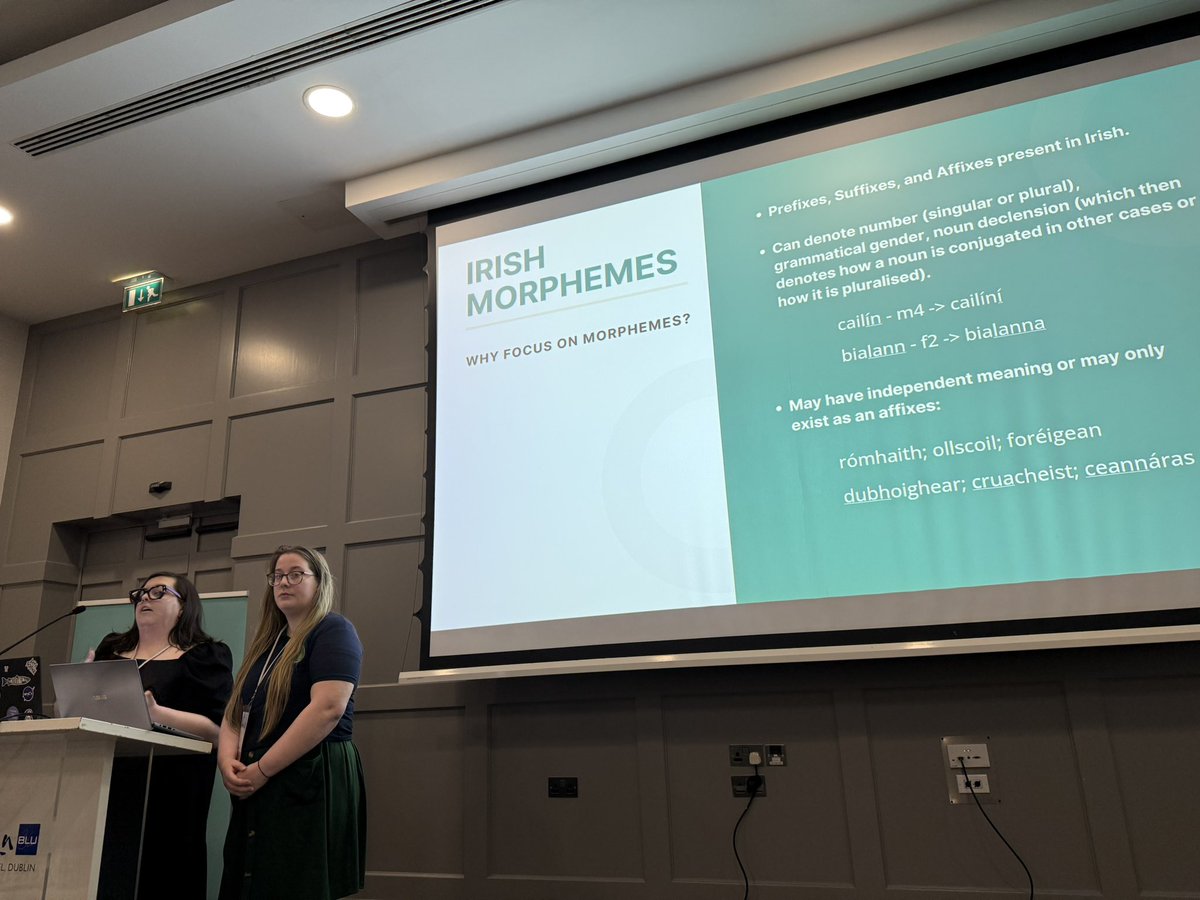 PythonIreland's tweet image. Mykalin Jones and Ellen Corbett giving their talk: Taking the ‘-Deoir’ out of ‘Taighdeoir’: Creating a Substring Search Tool for the Irish Language

 #PyConIe #Python #PyCon
