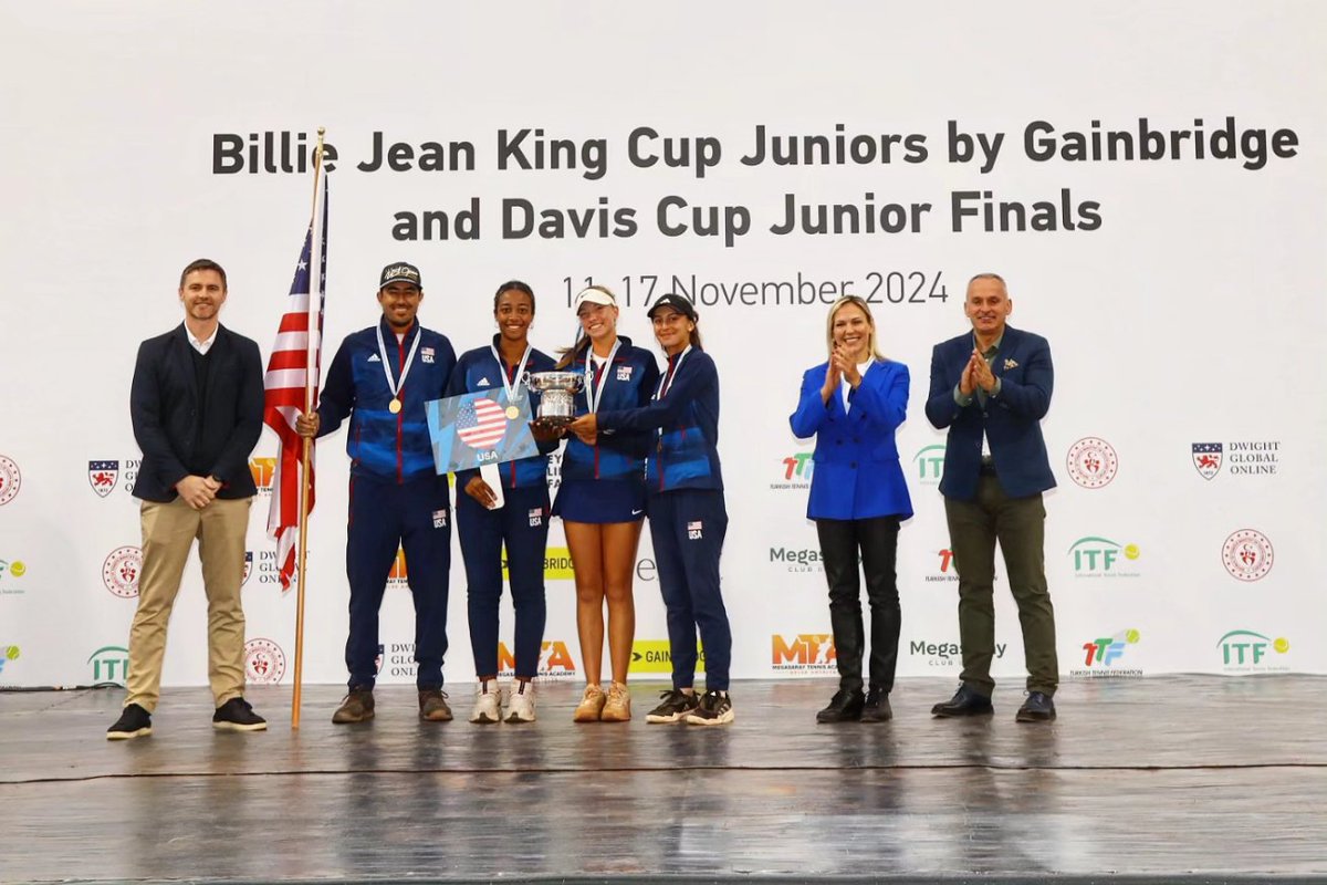 TTForgtr's tweet photo. Antalya Megasaray Tenis Akademi’de düzenlenen 2024 Billie Jean King Cup Junior Gainbridge Finalleri ve 2024 Davis Cup Junior Finalleri sona erdi 🏆

@worldtennis'in gençler tenisindeki en prestijli organizasyonu Billie Jean King Cup Junior Gainbridge Finalleri ve 2024 Davis Cup Junior Finalleri 25 ülkeden 32 takımın katılımıyla gerçekleşti.

Takımların 16 yaş kategorisinde dünyanın en iyisi olabilmek için yarıştığı organizasyonda kupalar sahiplerini buldu. 2024 Billie Jean King Cup Junior Gainbridge ve 2024 Davis Cup Junior şampiyonu Amerika Birleşik Devletleri, 2024 Billie Jean King Cup Junior Gainbridge ve 2024 Davis Cup Junior ikincisi Romanya oldu. 2024 Billie Jean King Cup Junior Gainbridge üçüncüsü Çekya olurken 2024 Davis Cup Junior üçüncülüğünü Japonya ve Almanya paylaştı.

Milli takımlarımızın wild card ile katıldığı organizasyonu Billie Jean King Cup Junior takımımız dokuzuncu, Davis Cup Junior on birinci olarak tamamladı.

Haber detayları için 🔗 https://t.co/OY21h4ugDh
