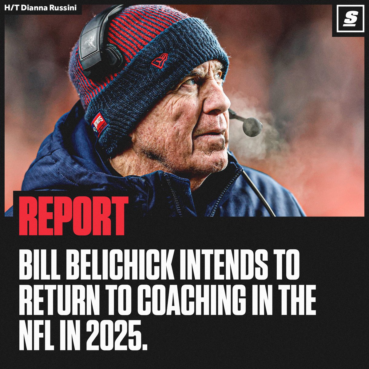 theScore's tweet photo. Bill Belichick should coach the ___________ in 2025. 💭⤵️ https://t.co/cyf6dMQ1VG