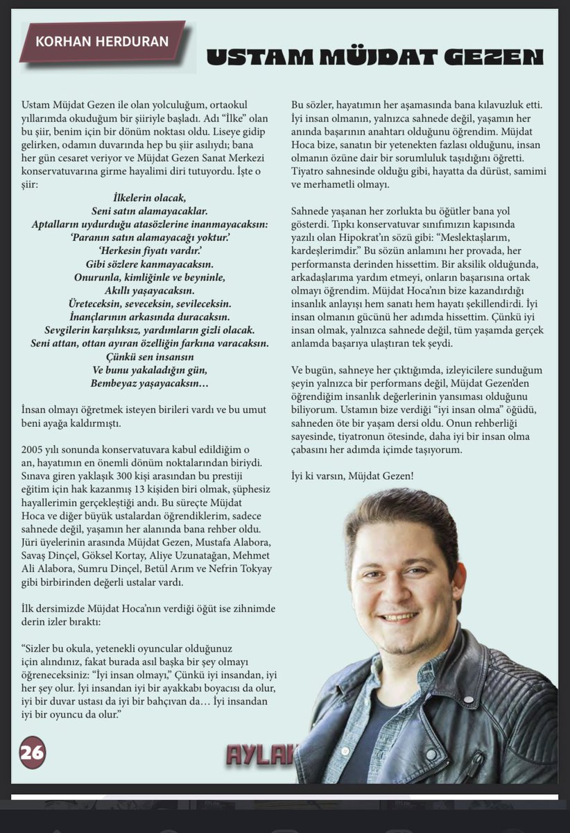 Aylak Dergi’de değerli Ustam Müjdat Gezen için yayınlanan bu özel sayıda ben de yazdım. 
<a href="/mujdatgezenmsm/">Müjdat Gezen</a> 
<a href="/aylakdergisi/">AYLAK DERGİ</a>