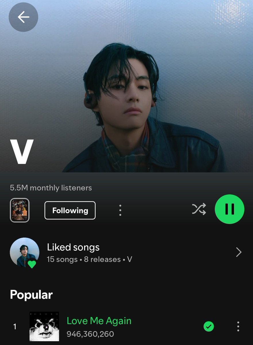 KIMTAEHYUNGBAR_'s tweet photo. V is the only one out of members who doesn't have merch linked to his Spotify profile. Please add the link so fans can purchase available merch.
@BIGHIT_MUSIC @bts_bighit   @HYBEOFFICIALtwt https://t.co/xaTBcDmAjd