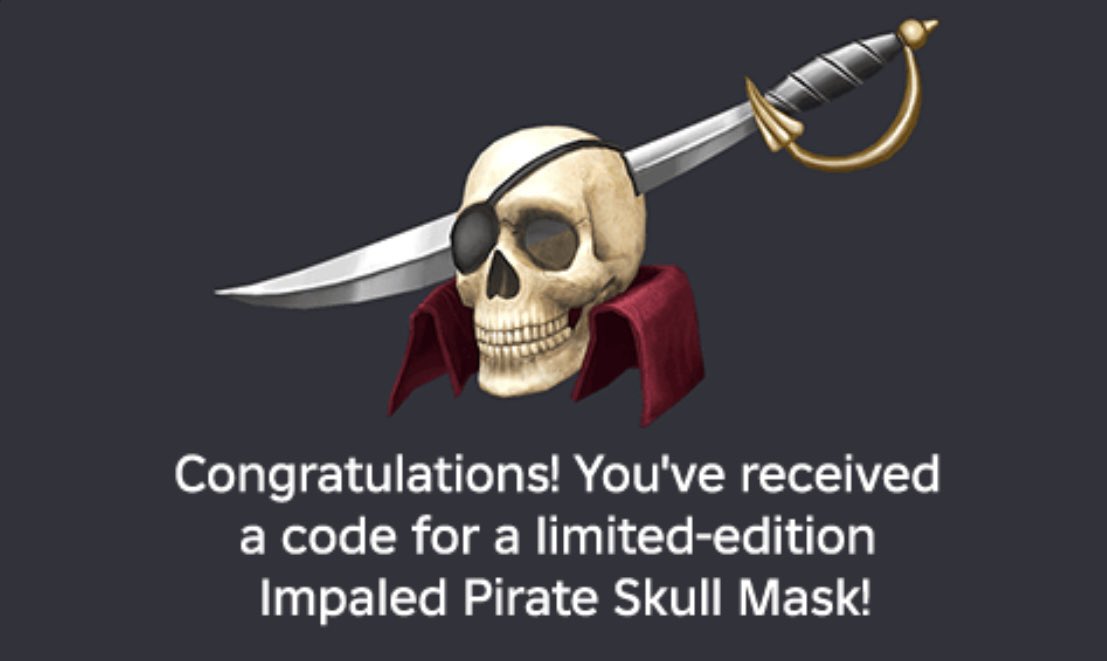Mother_RBLX's tweet photo. Cheeky giveaway for this Impaled Pirate Skull Mask code!

▪️ Follow @GamerTV_Roblox &amp; me
▪️ Love react
▪️ Retweet
▪️ Comment done

Ends 20th November 18:00 GMT 

#Roblox #robloxgiveaway https://t.co/31ANnnH1vt