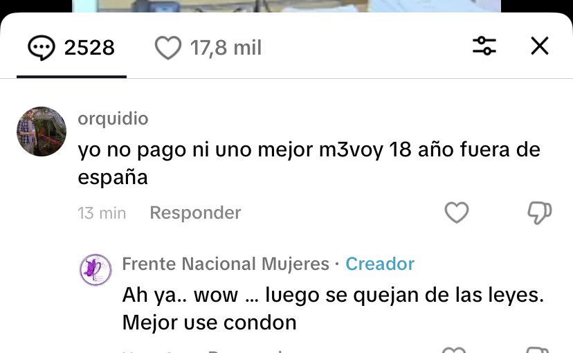fnm_ong's tweet photo. En TIK TOK este video ha causado revuelo. Quisimos compartir algunos extractos de los mensajes porque todo el contenido es digno de revisión de las autoridades que están acostumbradas y han normalizado el abandono de niñas y niños. Much@s les creen a “papitos” agresores sin dimensionar que el incumplimiento de la obligación alimentaria es violencia económica, psicológica y emocional.

Recordemos cuando el ministro de la @SCJN atendió un asunto donde se pedía la prisión para deudores alimentarios y dijo - es medida extrema. Pues en los comentarios los “papitos” han dicho que prefieren ir a la cárcel antes que pagar. 

También, culpan a la madre.
No entendieron la audiencia que se plantea, donde le dicen al individuo ¿por qué ha dejado de pagar pensión desde el 2018? ¿ por qué no acudió al peritaje psicológico ordenado por el juez? No mueve un dedo por el crío, pero la culpa la tiene la madre. Tampoco entienden, que la madre está solicitando la patria potestad por el abandono del niño.

También en los comentarios, culpan al feminismo, SI 🙈 el padre abandona al crío y la culpa la tienen las mujeres organizadas que evidencian las violencias. 

Este ejercicio va más allá del dinero de la pensión alimenticia de una criatura;; refleja la violencia en todas sus manifestaciones normalizada por la sociedad y las autoridades, no sólo en Mexico también en España. 

Se pide más rigor en asuntos familiares y cero tolerancia a la violencia, para que no escale, para que se eviten más casos de #violenciavicaria  y para dejar de dañar lo más sagrado de este 🌍 las niñas, niños y adolescentes. 
Los niñ@s a salvo, siempre. 

@olympeabogados