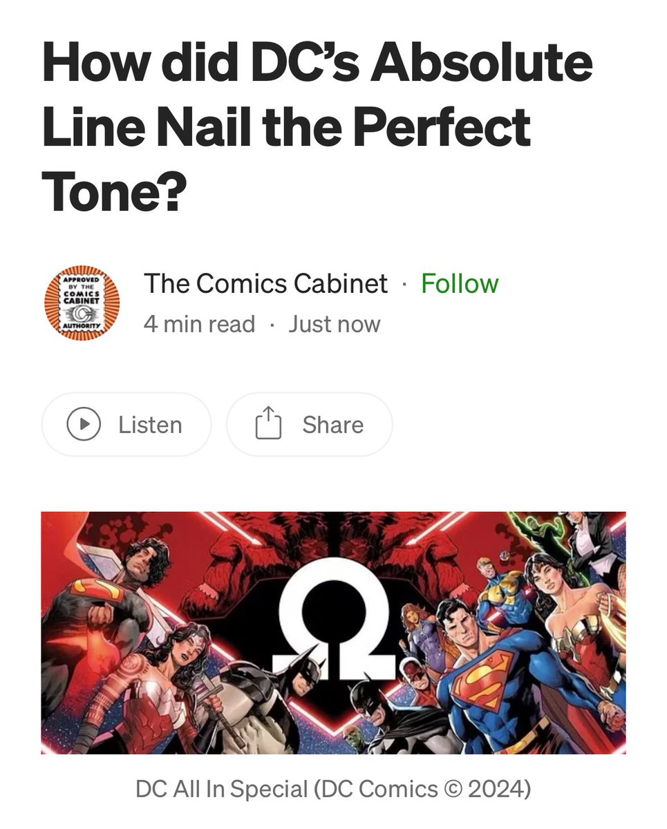 ComicsCabinet's tweet photo. Have you checked out DC’s new Absolute line yet? 

Check out the new article on Absolute Batman, Wonder Woman, and Superman up now on The Comics Cabinet https://t.co/S14VKI6FX8