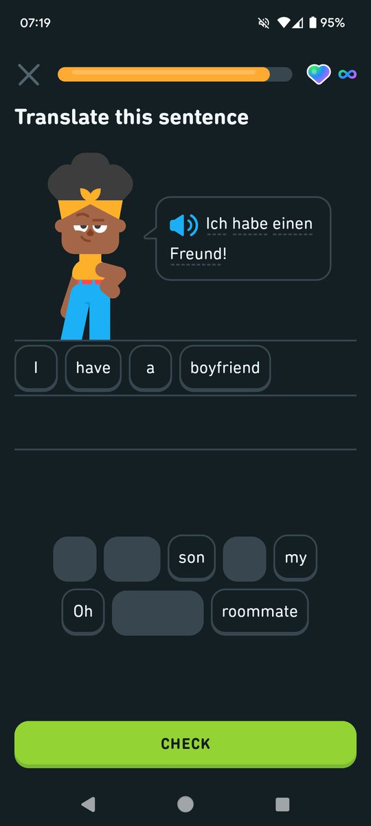 Another one of those Duolingo sentences that I will never have to use irl 🙄 #duolingo