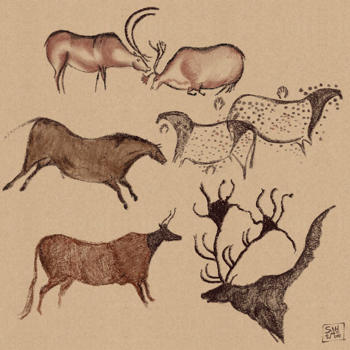 sanstitre2000's tweet photo. Some cave art inspired stuff that I drew https://t.co/u20Zz6De56