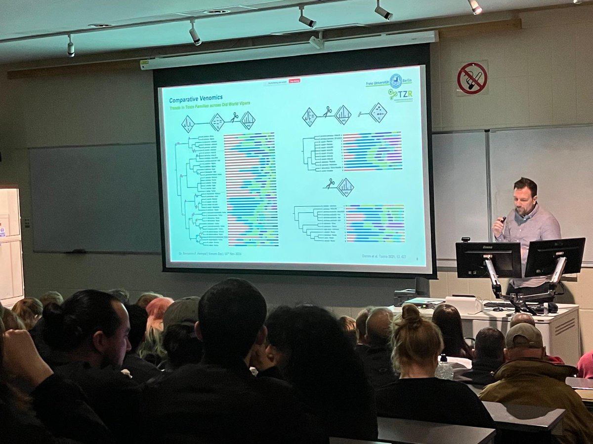 BritishHerpSoc's tweet photo. The last presentation of #venomday @BangorHerps is @benjaminfhempel - using mass spectrometry imaging to distinguish spatial differentiation of venomic systems, insights into kinship for different subspecies, and trends in toxin families across Old World vipers. #venomday 🐍 https://t.co/tY7TQE6Tgi