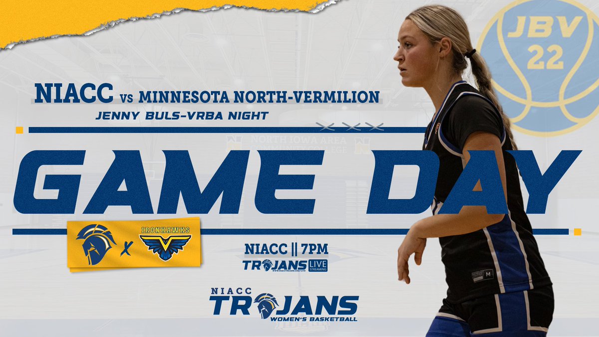 💙💛 TODAY (Saturday) we honor former NIACC Women’s Basketball player and coach Jenny Buls-Vrba.  There will be a number of special tributes and NIACC Hall of Fame Coach John Oertel will share some thoughts at halftime.
Please come out to the game…tipoff is at 7:00pm!! 🕖