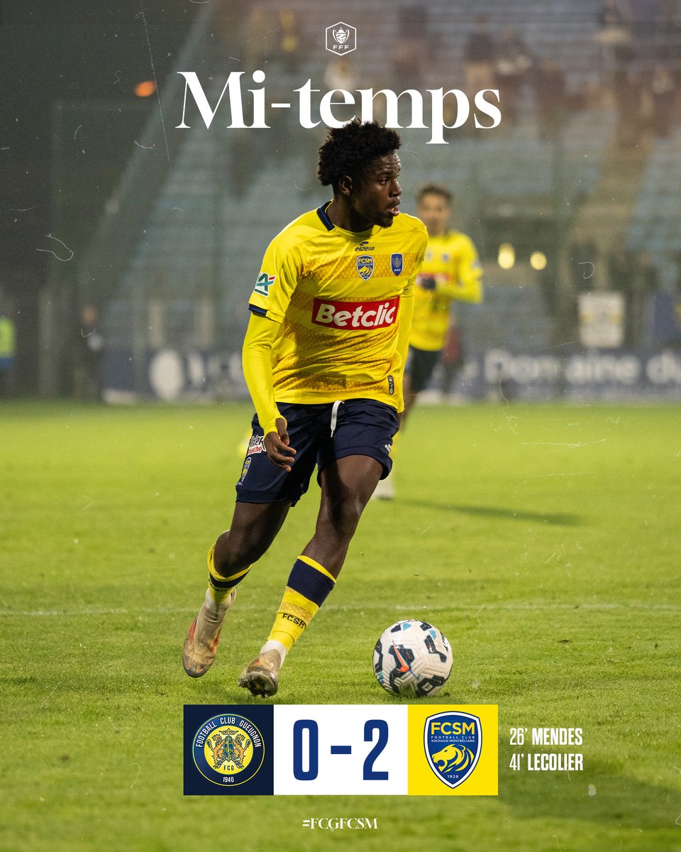 FCSM_officiel's tweet photo. ⏸️ C'est la pause au Stade Jean-Laville où les Sochaliens mènent logiquement au score face au FC Gueugnon.
0⃣-2⃣ 🏆 #FCGFCSM https://t.co/OzTIzBtuZo