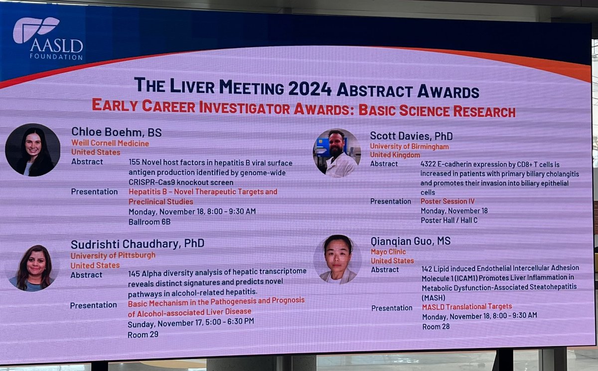 Deeply grateful for the generosity of the #HepatologyHero &amp; #AASLD Foundation. Congratulations to us all award recipients #TLM2024.
<a href="/SamarHIbrahimMD/">Samar Ibrahim</a> <a href="/hmalhi/">Harmeet Malhi</a> <a href="/NJSakrikar/">Nidhi Sakrikar</a> <a href="/Poovannalil/">M.P. Mathews</a>, Vineeth Daniel, Ph.D. <a href="/Povero/">paolo pozzi</a>, Davide, Ph.D., M.B.A.