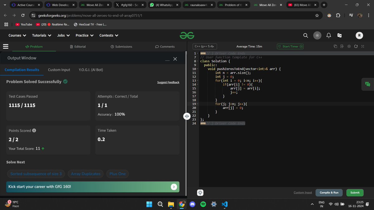 raunakcode's tweet image. Day 1/160
Completed todays problems. 
#gfg160 #geekstreak2024