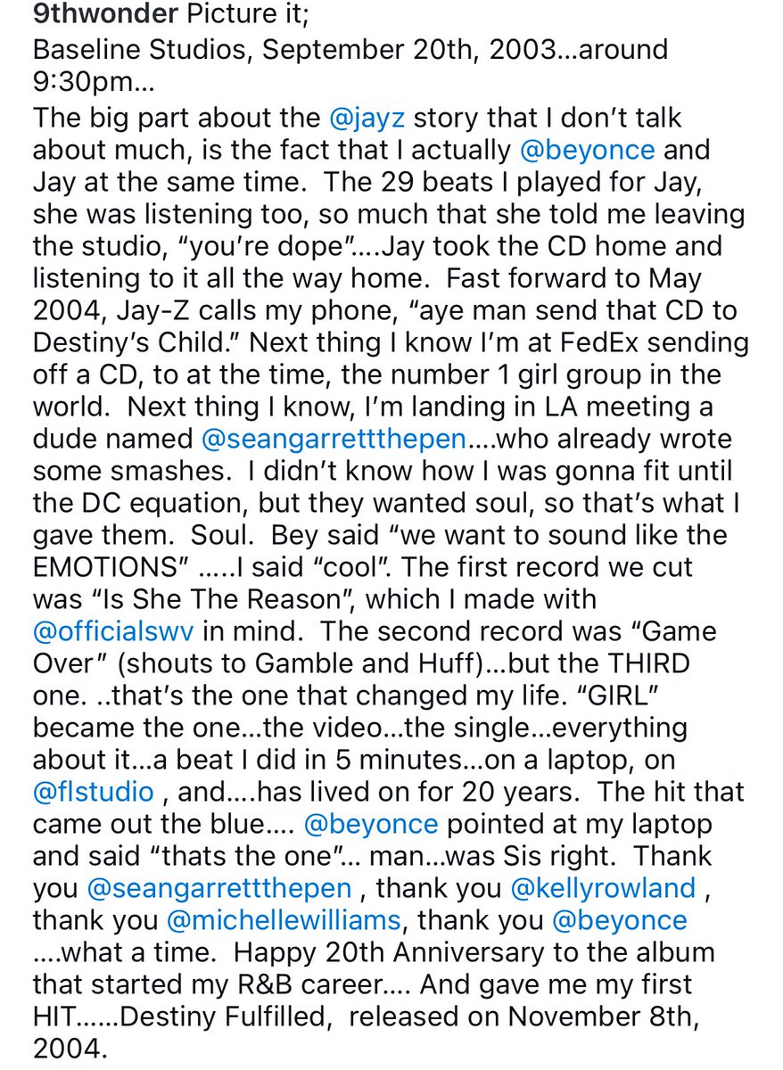 brooklynrwhite's tweet image. Legendary hip-hop producer 9th Wonder talks about his involvement with Destiny’s Child’s ‘Destiny Fulfilled’ album 😱🤯