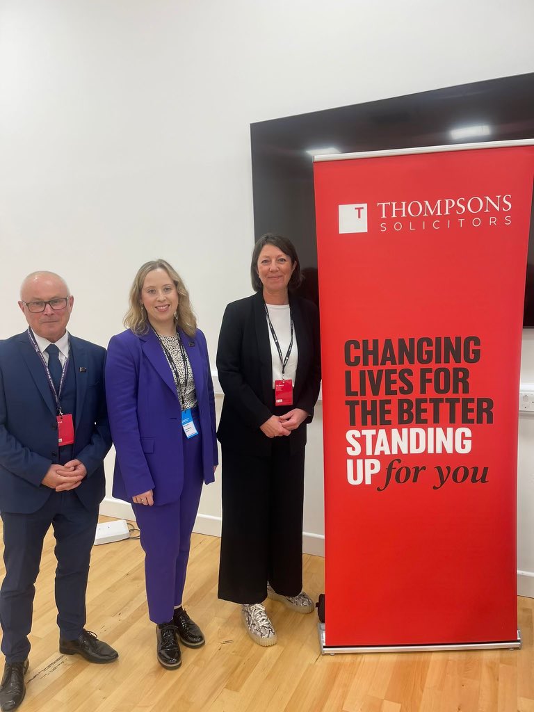 ThompsonsLaw's tweet photo. A great day at the Welsh Labour Conference today in Llandudno - pictures feature partner from our trade union law group Neil Todd who spoke at the Fire & Rehire Fringe and partner Catherine Horner with Steve Belcher @unisontheunion Wales Regional Organiser and Becky Gittins the MP for Clywd East.