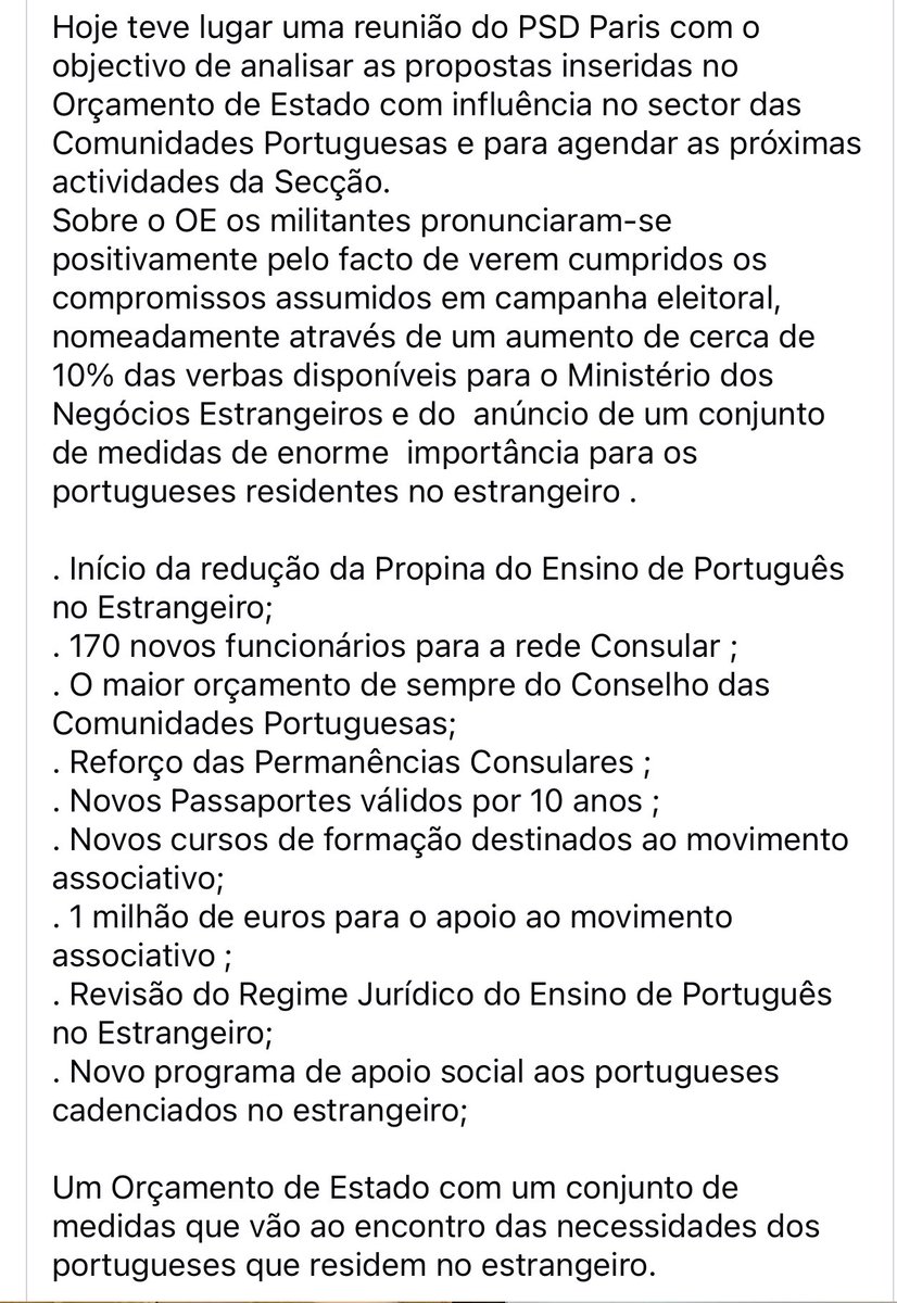 PSDPARIS's tweet photo. Hoje teve lugar uma reunião do @PSDPARIS com o objectivo de analisar as propostas inseridas no Orçamento de Estado com influência no sector das #ComunidadesPortuguesas e para agendar as próximas actividades da Secção.
@ppdpsd https://t.co/8Xrj1cbjAu