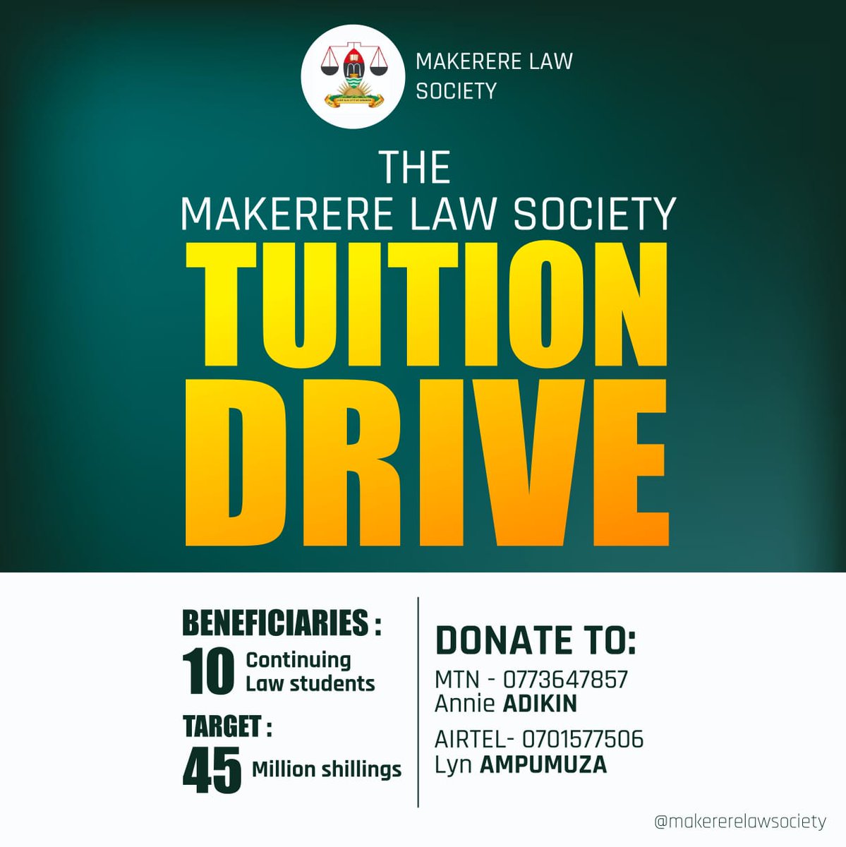Conradalbert07's tweet photo. Spread the word! Share the information on this post and help us reach our tuition drive goal🙏🏾🙏🏾🙏🏾

@MakLawPresident
@MakMootSociety

#MLStuitiondrive https://t.co/EP6A6ypyKo