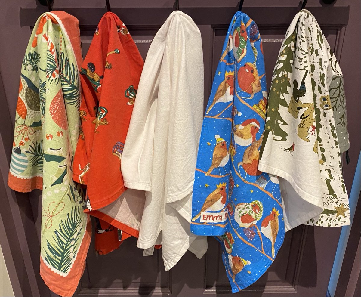 Second lot of Christmas Tea Towels. The red and white ones are Christmas Dogs from John Lewis. My late aunt bought them for me in 2021 and was desperately disappointed because of the lack of dogs. They remind me of her