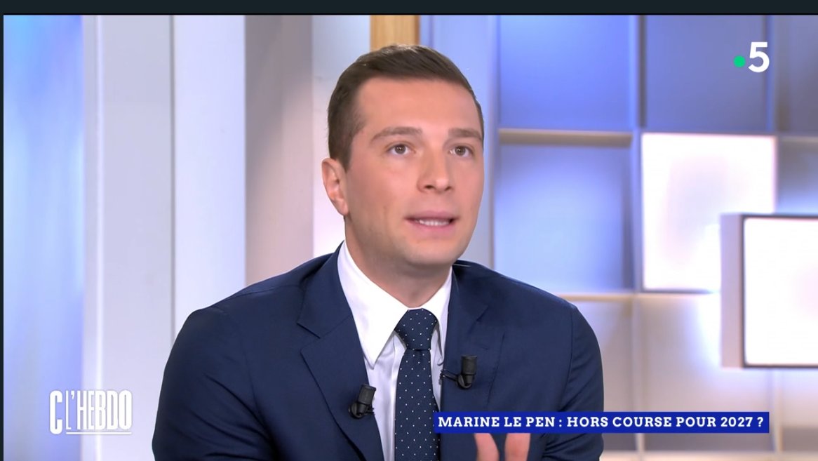 J'ai regardé et écouté Bardella sur <a href="/FranceTV/">France tv</a> , quelle manipulation! Le Procureur aurait condamné Marine LE PEN alors qu'il a requis une peine, et l'étonnement surjoué sur l'exécution provisoire. Quelle hypocrisie, lorsqu'un étranger commet une infraction, Bardella est le premier