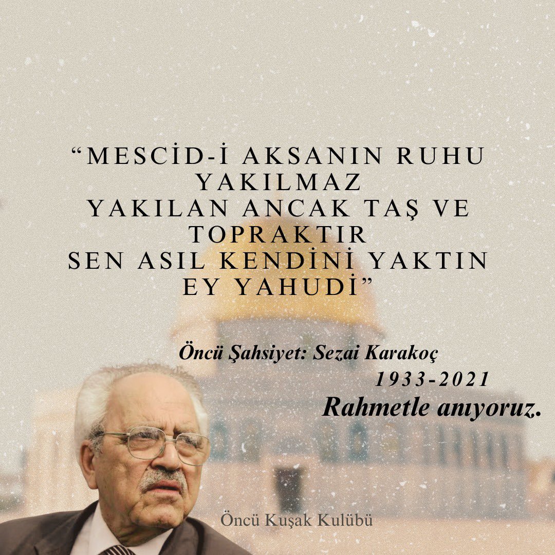 Sezai Karakoç’u Rahmet ve Minnetle Anıyoruz.

Sezai Karakoç, yalnızca bir şair ya da düşünür değil, bir medeniyetin sesi ve dirilişin ruhuydu.

Sezai Karakoç’a rahmet diliyor, onun diriliş çağrısını yaşatma sözümüzü yineliyoruz. Ruhun şad olsun.