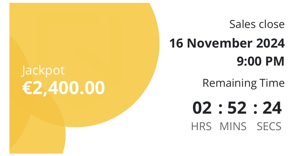 Our Jackpot now stands at €2,400.
cloonegaa.clubforce.com/products/lotto…