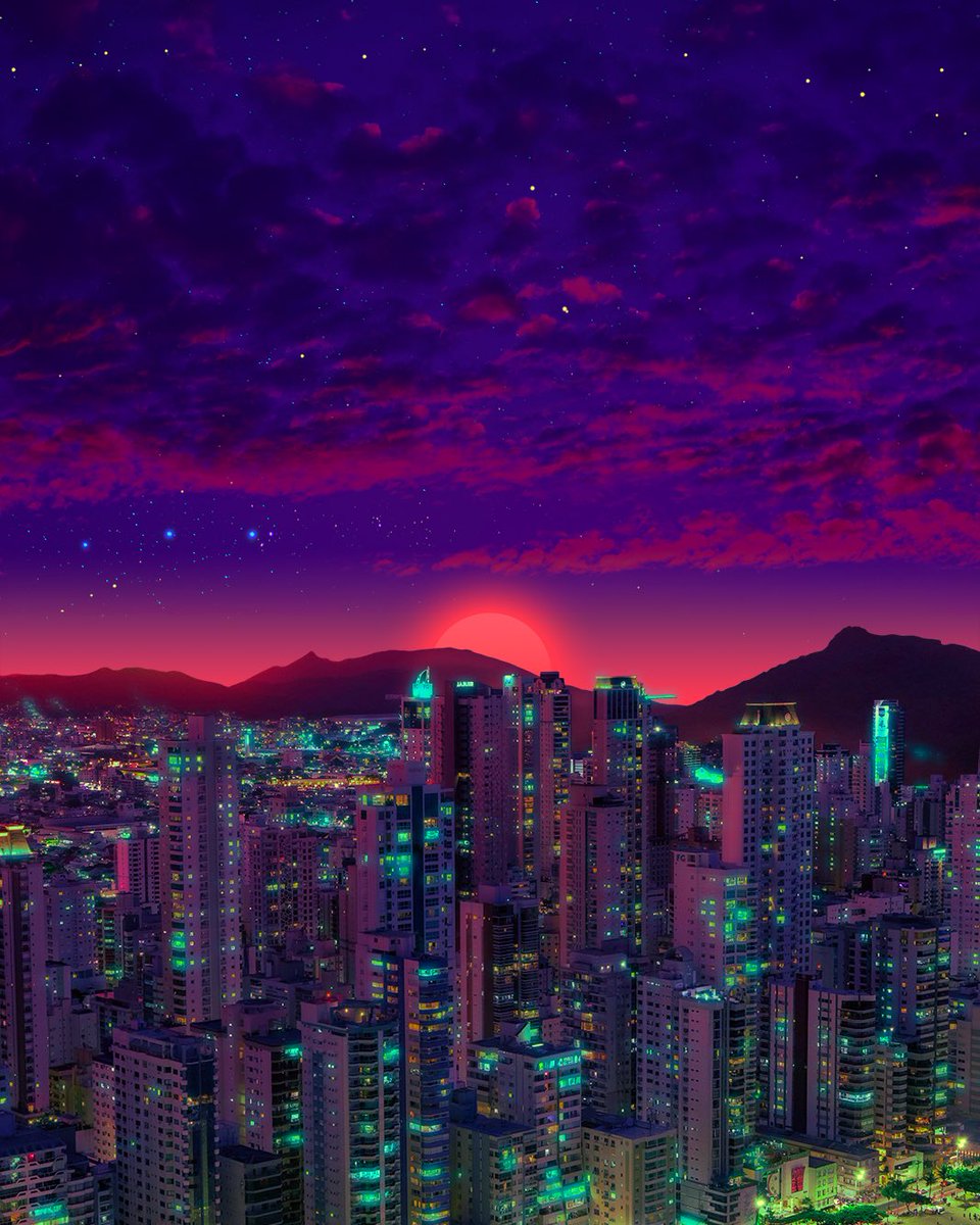 Sundown 🌇🇧🇷☂️
.
.
.
.
#aesthetic #digitalart #synthwave #city #sunset