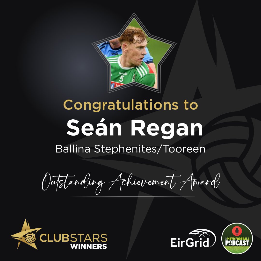 📣 We’re delighted to announce that Seán Regan of <a href="/NaStiofanaigh/">Ballina Stephenites</a> and <a href="/TooreenHurlers/">Tooreen GAA Hurlers</a> will receive an Outstanding Achievement award at our Club Stars Awards with <a href="/EirGrid/">EirGrid Plc</a> on Friday, December 13th at <a href="/KnockrannyHouse/">Knockranny Hse Hotel</a> 

This is to recognise Sean’s brilliant achievement in winning
