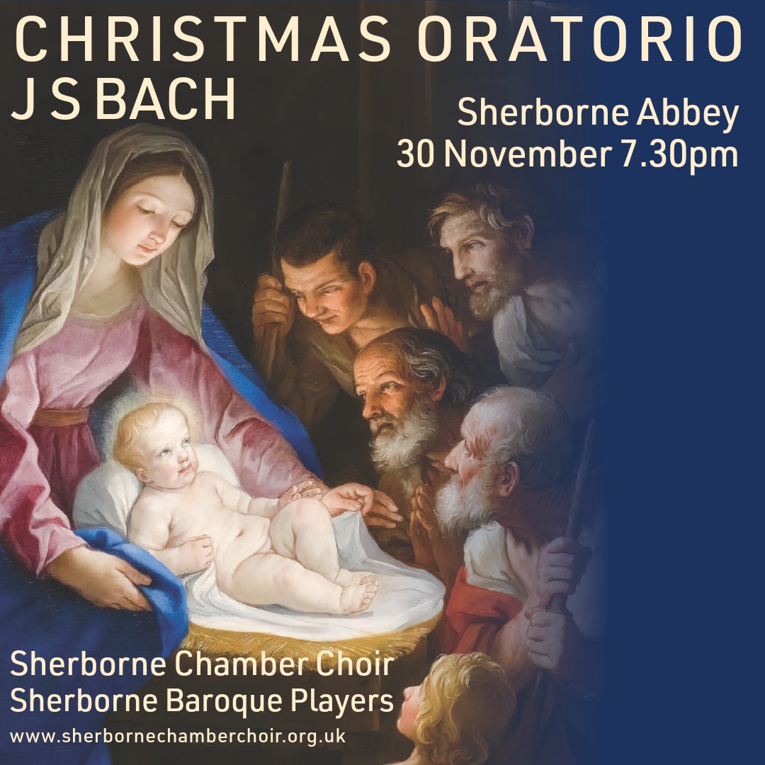 Just 2 weeks to our performance of Bach's Christmas Oratorio in <a href="/SherborneAbbey/">Sherborne Abbey</a> on 30 Nov &amp; tickets are going fast! We've a wonderful orchestra of period players, plus 4 fantastic soloists, so join us to celebrate the start of the festive season.
Tickets: sherbornechamberchoir.org.uk/concerts/j-s-b…
