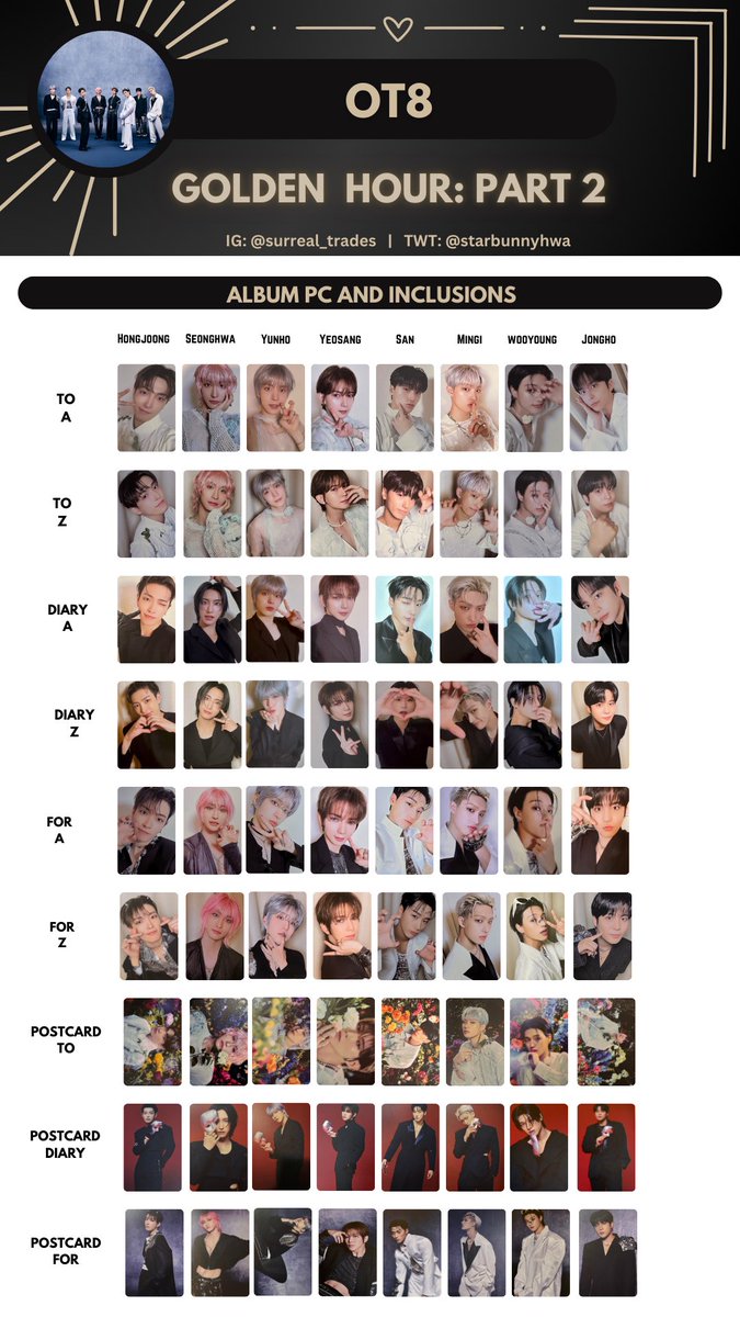 rockbunnyjun's tweet photo. Ateez golden hour part 2 OT8 album pc templates complete 

All album pc, digipack pc, poca pc

Ateez template wishlist for hongjoong seonghwa yunho yeosang San mingi wooyoung jongho OT8 https://t.co/9K825C4tmv