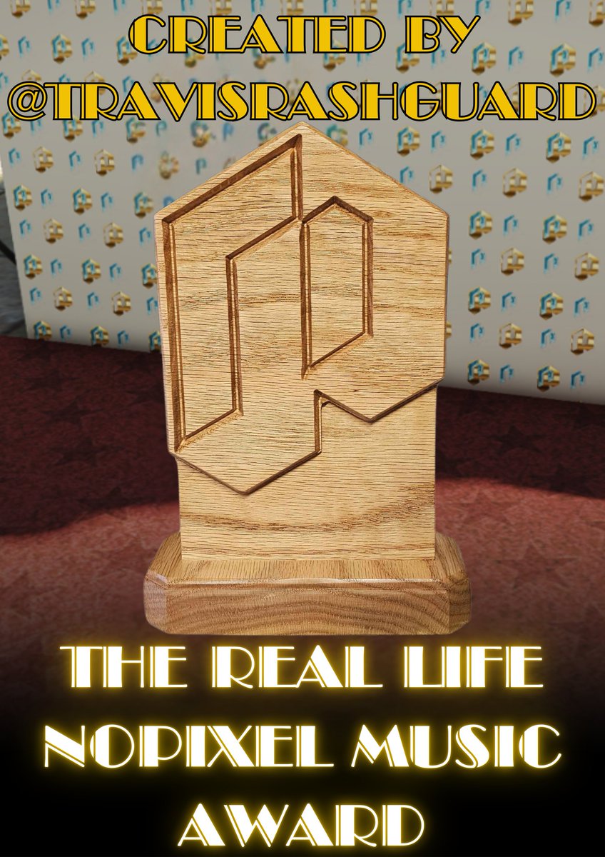 Very excited to announce REAL LIFE NOPIXEL MUSIC AWARDS are being created!

We only have the resources for a few of these, but <a href="/RashguardTravis/">Travis Rashguard 💩</a> has done a fantastic job crafting these for the winners.

Donations to my channel for the next month will be going towards the cost.