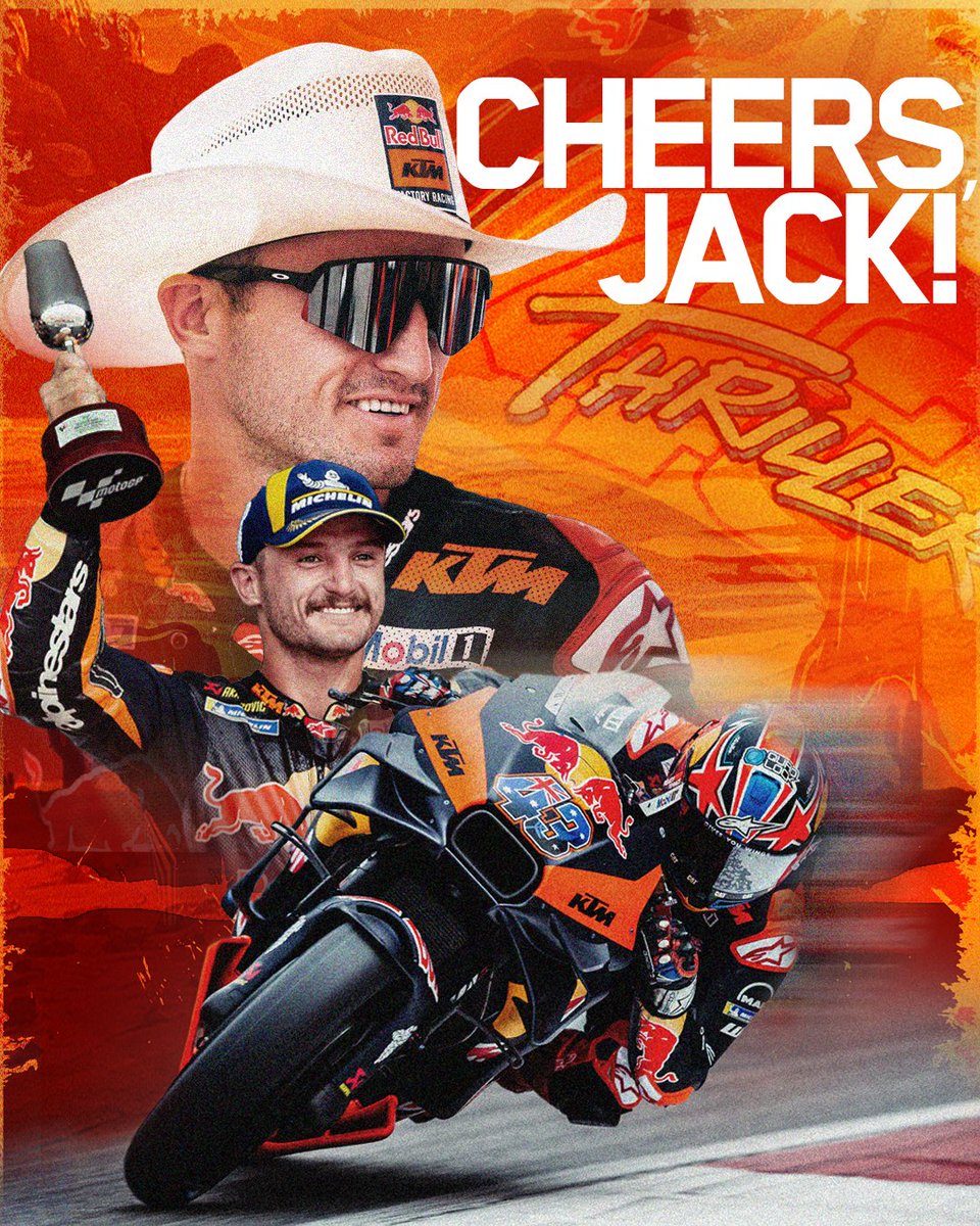 One for the road, Thriller. 🤟

<a href="/jackmilleraus/">Jack Miller</a>' energy, positivity and excellent team spirit was exactly what our project needed and the Aussie played a crucial figure in the development of our KTM RC16.

Cheers, Jack! Let's do this thing one more time.
