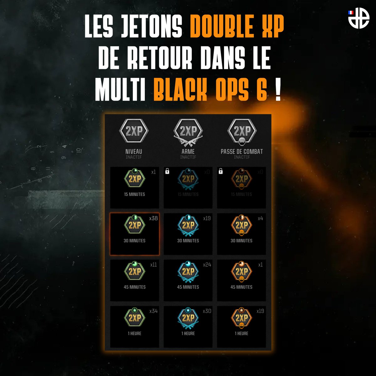 DexertoIntelFR's tweet photo. 🟠 Suite à la polémique, Activision va finalement remettre les jetons Double XP non utilisés de MWIII dans le multi de Black Ops 6 😍🔥 

Merci 🙌 https://t.co/QAp3pWbafr