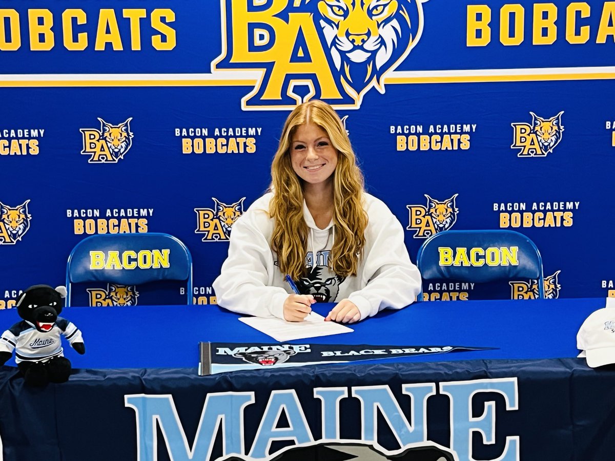 BA Athletics (@baconathletics) on Twitter photo Bacon Academy’s Audrey Palmer signs her NLI to play Women’s Soccer at the University of Maine.<a href="/BaconAcademy/">Bacon Academy</a> <a href="/GoECCAthletics/">ECC Athletics</a> Bacon Academy’s Audrey Palmer signs her NLI to play Women’s Soccer at the University of Maine.<a href="/BaconAcademy/">Bacon Academy</a> <a href="/GoECCAthletics/">ECC Athletics</a>