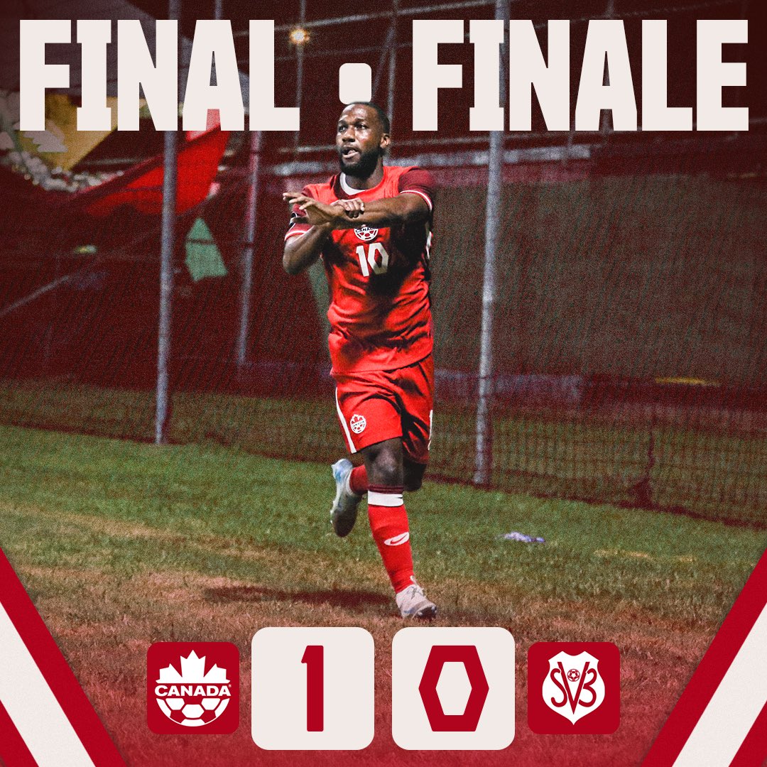 T90Canada's tweet photo. HOILETT LIFTS CANADA

Canada beat Suriname 1:0 in the Nations League quarterfinal opener with Junior Hoilett’s 82nd-minute goal sealing the win. 

Despite 67% possession and a 13-2 shot advantage, Canada struggled to convert early. Rematch on Tuesday in Toronto.

#CANSUR https://t.co/S1sJpbPpZE