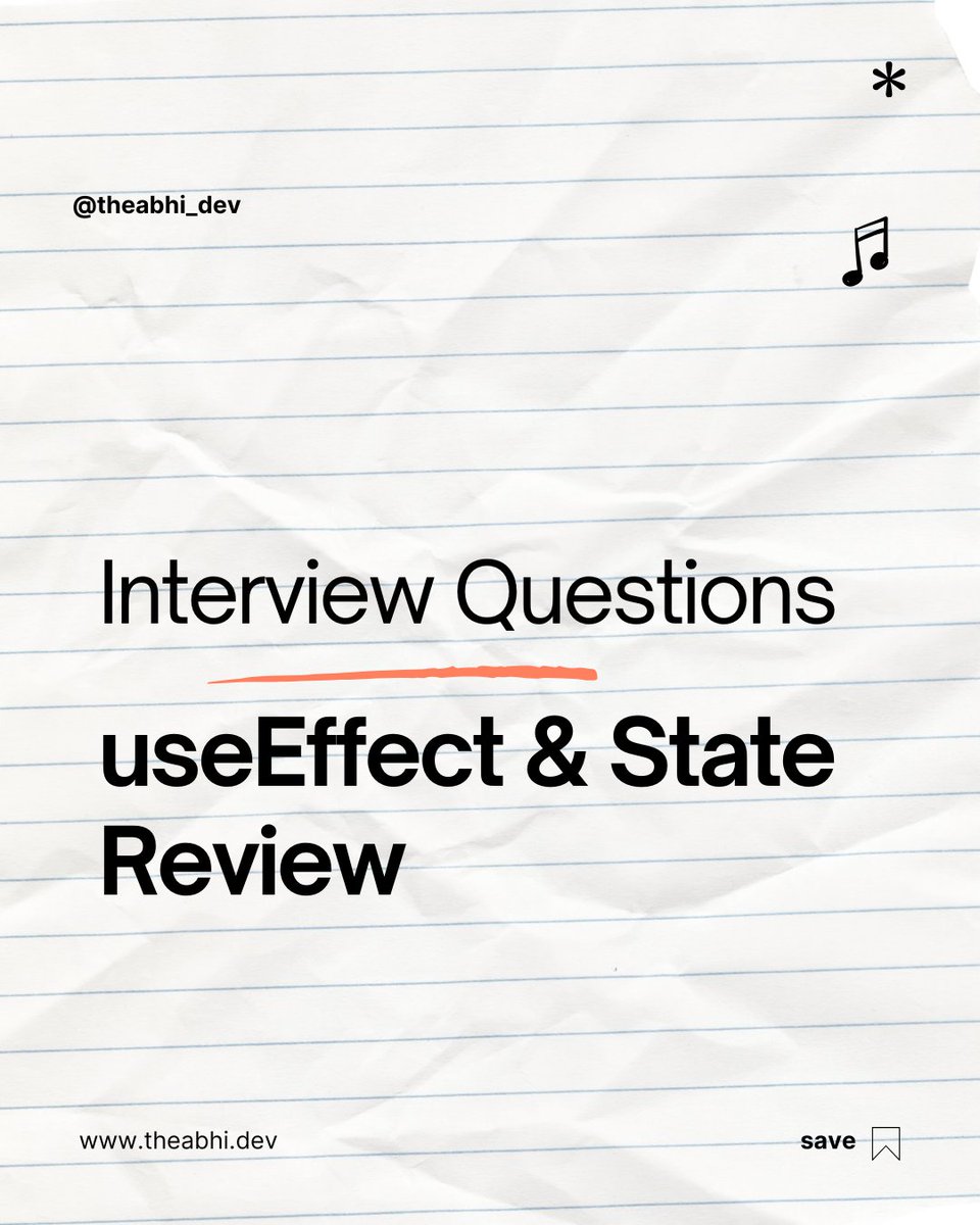 theabhi_dev's tweet image. Get ready for your next React interview! Here are key questions on useEffect and state management. Test your knowledge and stay ahead! 📈 #ReactInterview #WebDevPrep #useEffect