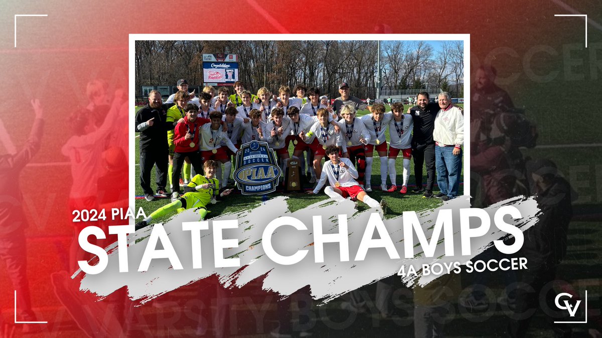 🏆Meet your NEW 2024 PIAA 4A Boys Soccer STATE CHAMPIONS! After an epic battle in 2OT, CV defeated Parkland with a 2-1 victory!

This is the 1st time in Boys Soccer program’s 51-yr history they’ve made it to states &amp; brought home the championship title!

#CVProud #HistoryMade