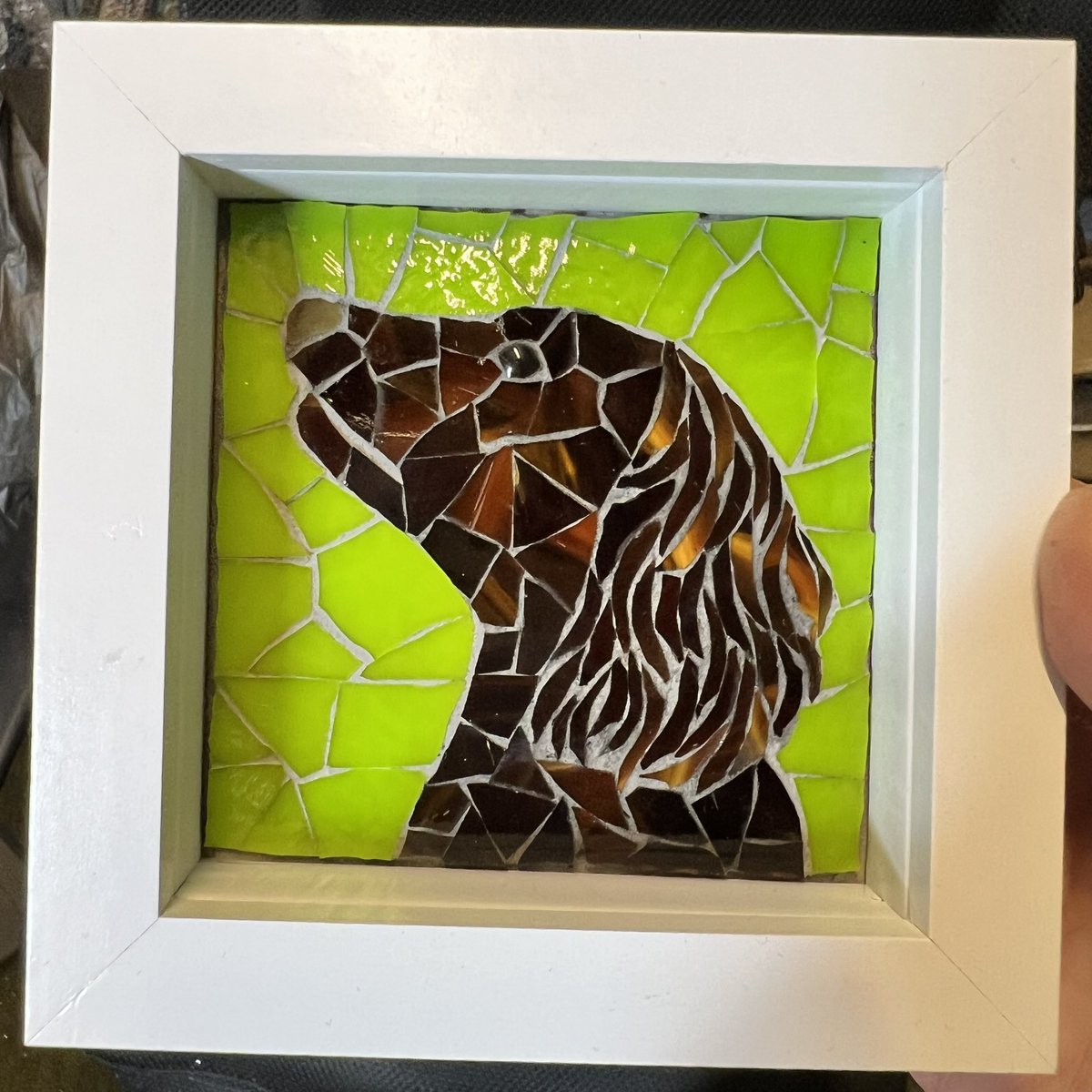 Doggie lovers! I’m making a new series of mini mosaics and they are pooch themed. First off are a Corgi and a Cocker Spaniel. Can do other breeds! Message me. linktr.ee/beckypaton