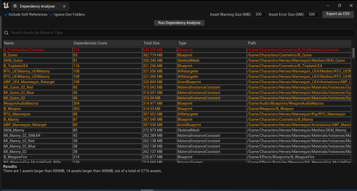 AlessiaNigretti's tweet image. I developed a Dependency Analysis plugin for @UnrealEngine, and it is now available for public use - thanks @YAGERdev!

It generates a report of all project assets and their dependencies, useful to speed up editor loading times.

Grab it from my GitHub: github.com/alessianigrett…