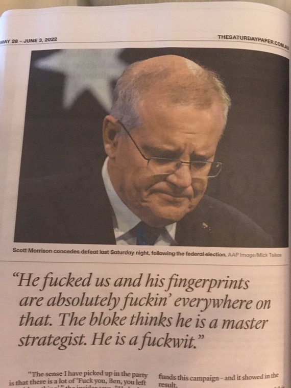 talkingwalk's tweet image. #Morrison #auspol 
And this just never gets tired only reinforced over and over again.
Made even more potent by the fact his weak Liberal collegues who said this of him stood by and did nothing.