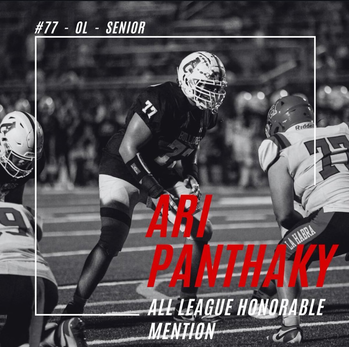 AriPanthaky's tweet photo. The success in a persons football career is based on what they are willing to do and sacrifice in order to play this amazing sport. 
For the majority of my senior season I unknowingly played with mononucleosis. We knew I was sick, the symptoms were severe. I went to the doctors a few times before they caught it and the test came back positive. The extreme fatigue was almost unbearable, the swelling of my spleen and liver made eating almost impossible, I was vomiting mucus regularly, my throat was sore and raw and every muscle was sore and it was hard to think straight. 
Quitting, for me, was not an option. I wanted to continue to play for my team and have no regrets for my senior season.
 
I may have not gotten the results I wanted but I’ve shown what I am willing to do to play with my brothers. I am extremely honored to say that I still was able earn an honorable mention for the Base Line league as an offensive tackle. 
I would like to thank my coaches, teammates , and family for helping me through what felt like the toughest season of my life.