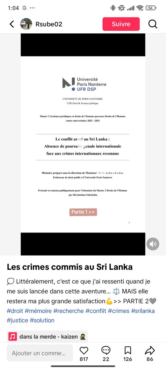 Il y a une tamil qui a fait une thèse sur l' absence de sanction internationale à propos du génocide et autres crimes contre l'humanité perpétré par les cingalais. Je crois qu'elle le publiera bientôt si vous voulez.