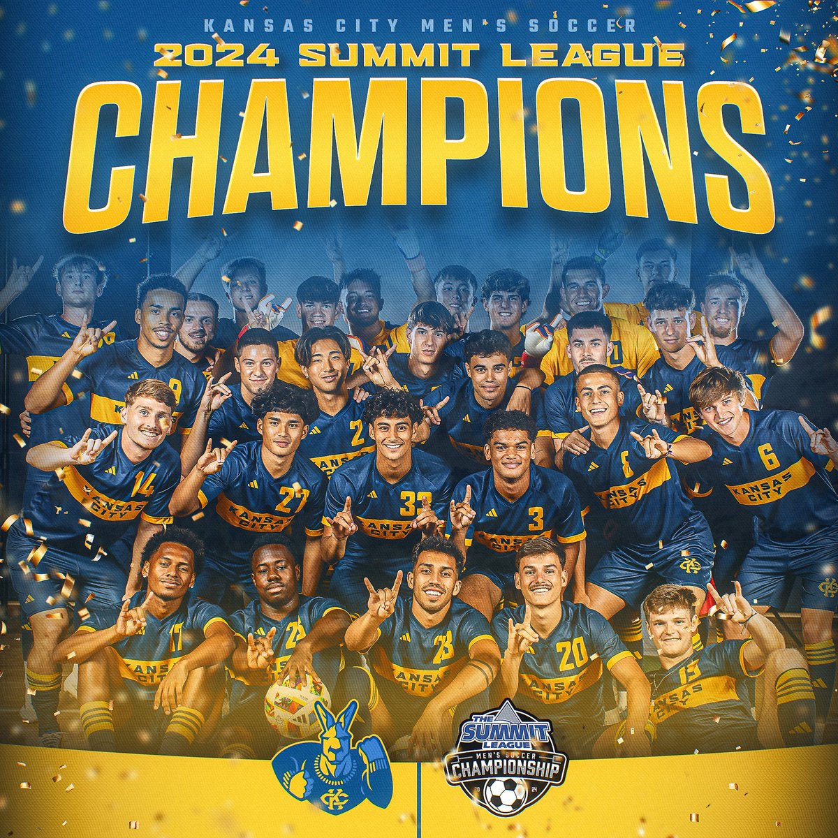 Summit League CHAMPIONS! Congratulations <a href="/KCRoosMSoccer/">Kansas City Soccer</a>! We can't wait to cheer you on in the NCAA Men's Soccer Tournament! #RooUp🦘