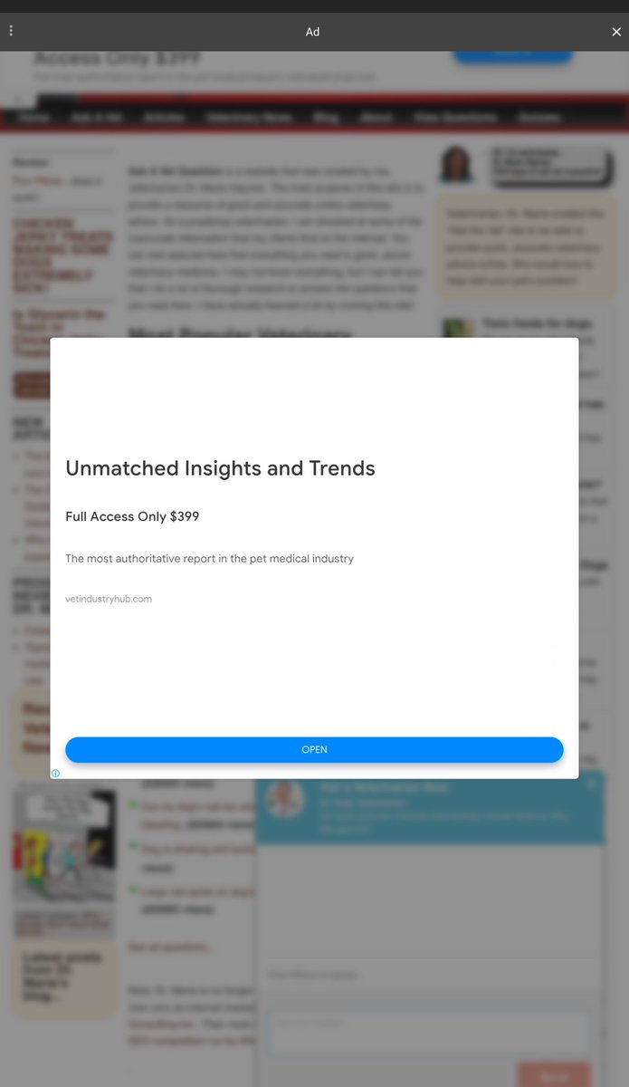 natejhake's tweet image. Well look who is throwing stones from inside a glass house! 

Turns out Marie’s own sites not only have aggressive ads — they have GOD AWFUL INTERSTITIAL ADS!